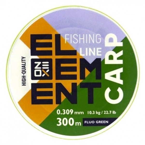 Леска рыбацкая, ZEOX Element Carp Fluo Green, 300м, сечение 0,309мм